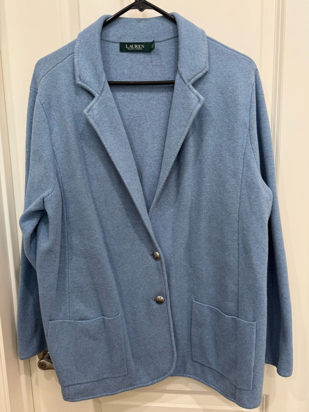 Lauren Ralph Lauren Pale Blue Knit Blazer